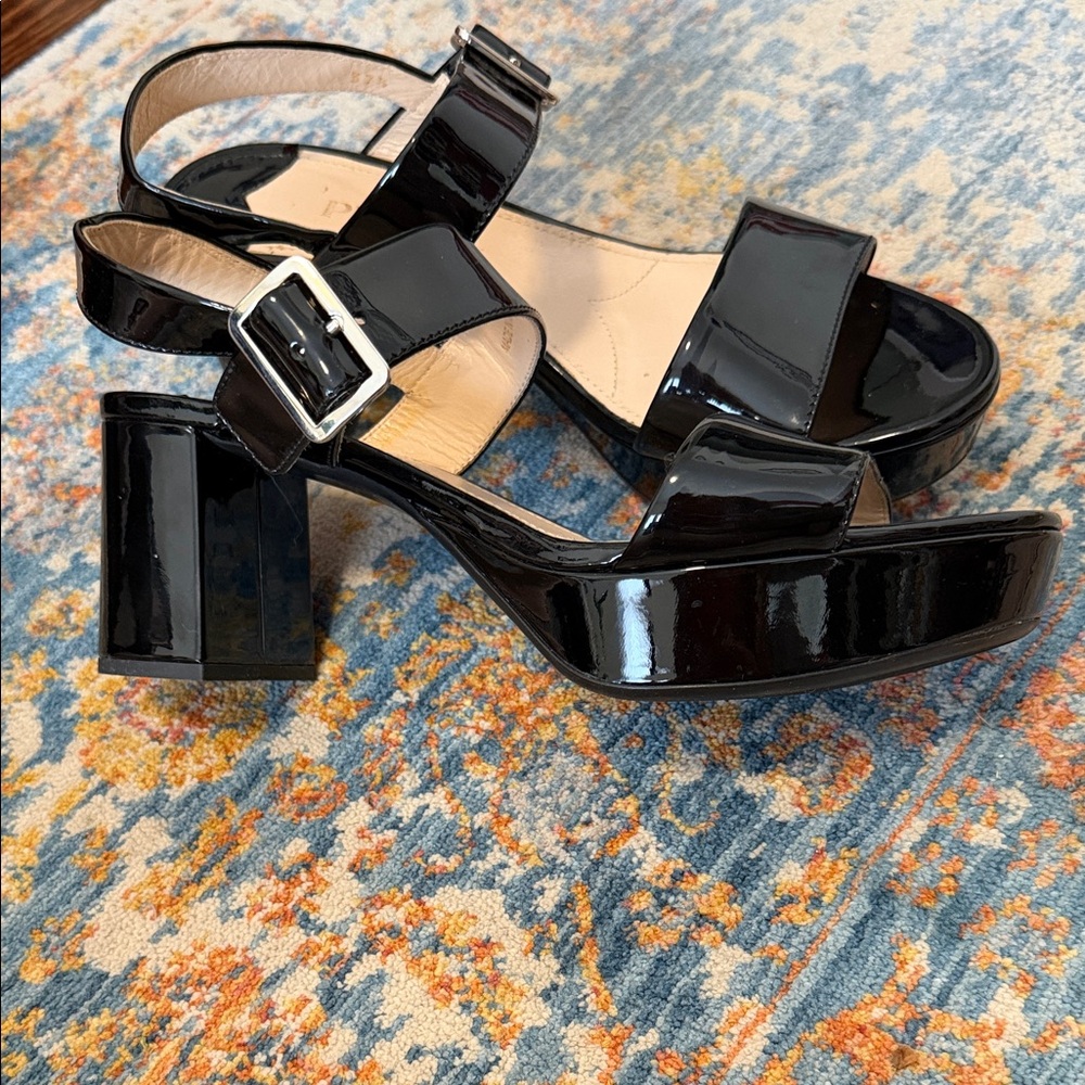 Prada Black Patent Leather Sandals - Picture 2 of 8